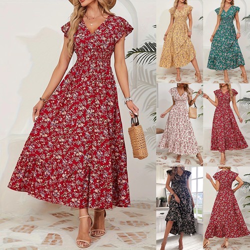 Boho lady neck floral long - boho, v