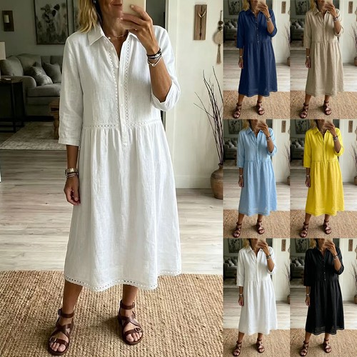 Ladies button neck - v,