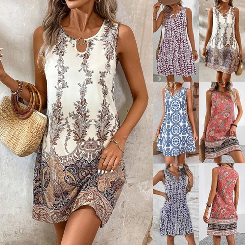 Ladies sleeveless boho mini - ladies,