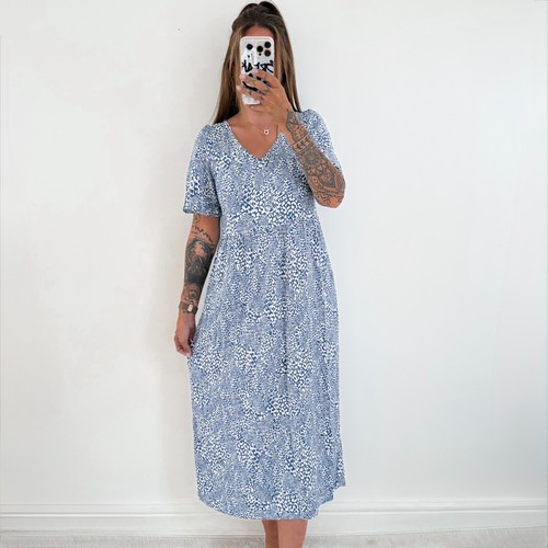Ladies blue summer dress - blue, v