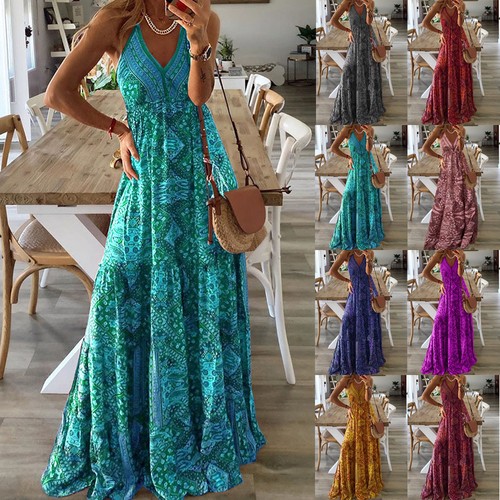 Boho ladies summer maxi dress - ladies,