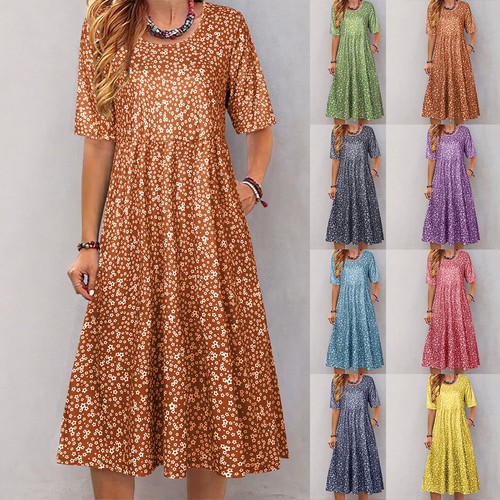Womens boho floral midi dress - boho,
